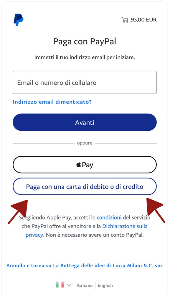Pagamento con Carta di Credito su PayPal - gerosadesign.com