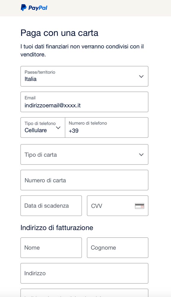 Pagamento con Carta di Credito su PayPal - gerosadesign.com