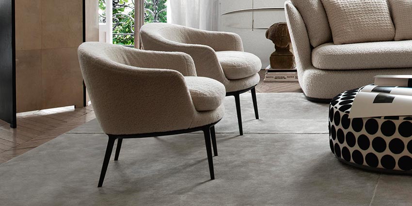 SERIE UP 2000, Armchair Upholstered fabric armchair with footstool By B&B  Italia