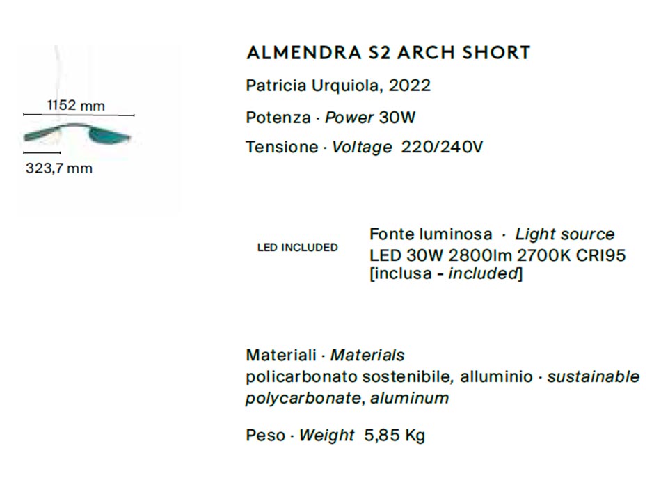 Almendra S2 Arch Short Flos